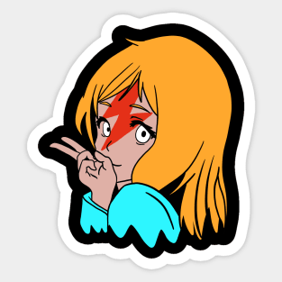 Cute Anime Girl With Red Flash on Her Face Sticker